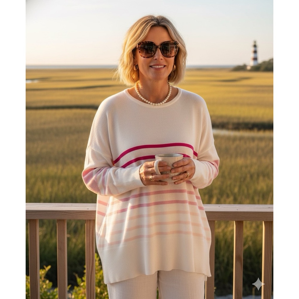 MERSEA Pink Striped‎ Amour Sweater
